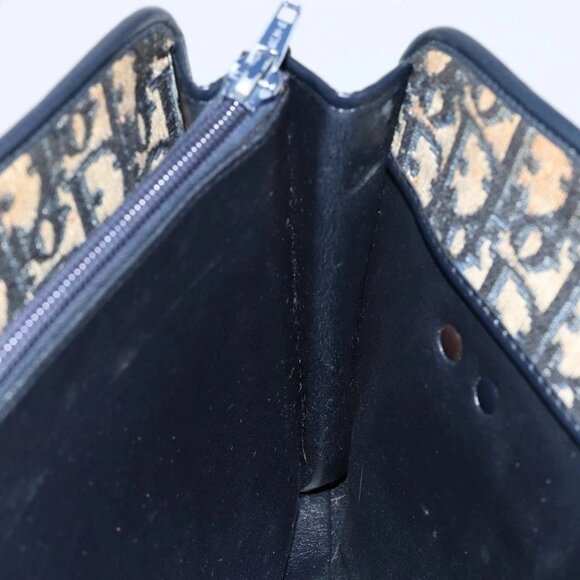 Christian Dior Trotter Canvas Hand Bag Navy Gold Auth 142435 - Picture 12 of 16